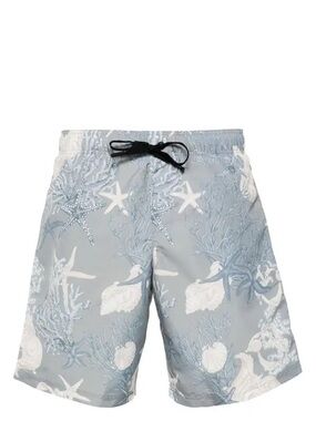 Versace Seashell Print Swim Trunks